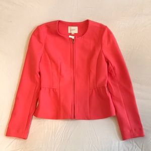 BNWT Ann Taylor Loft coral zip jacket peplum
